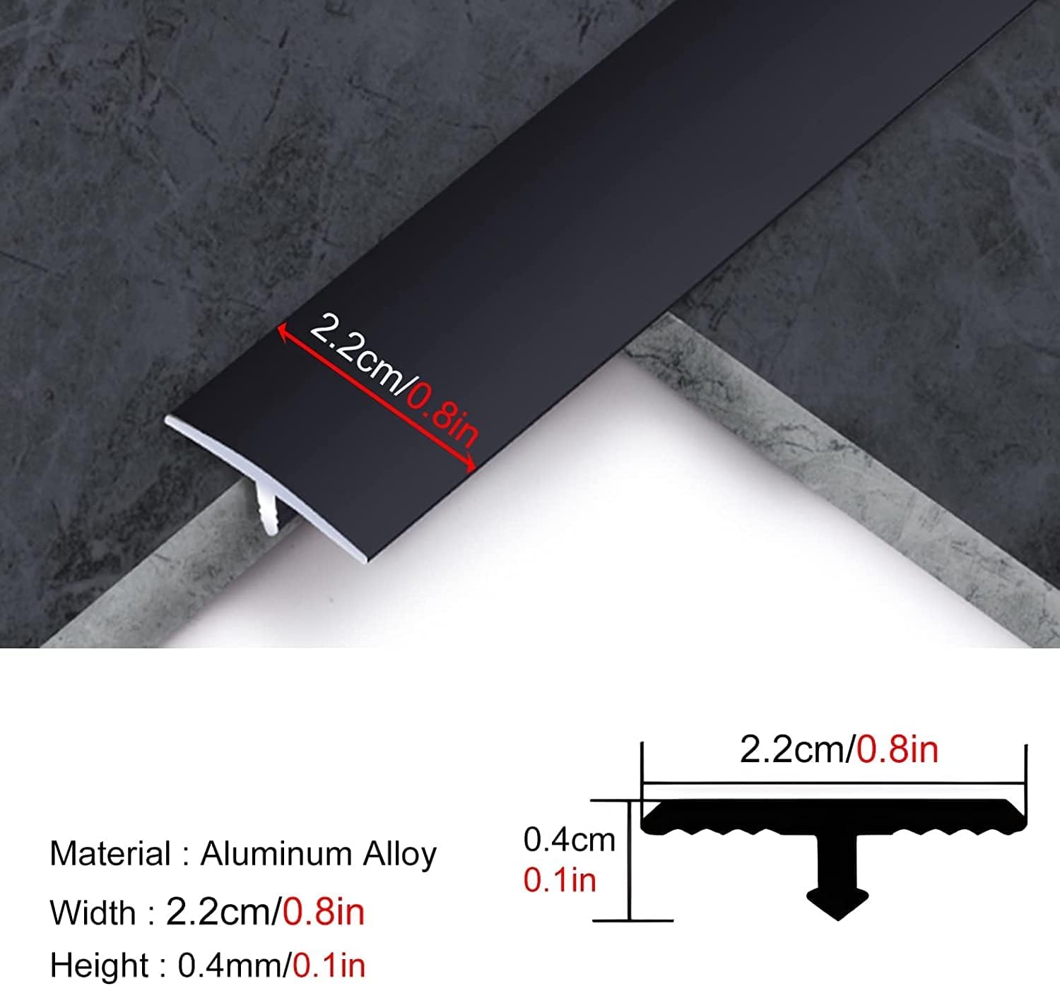 Floor Transition Strip Flooring Edge Trim, Black Gold Silver Floor Cover Strip, Indoor Background Wall, T-Mold Metal Threshold Strips, Easy Clean Tile Seams Transition Strips ( Color : Silver , Size :