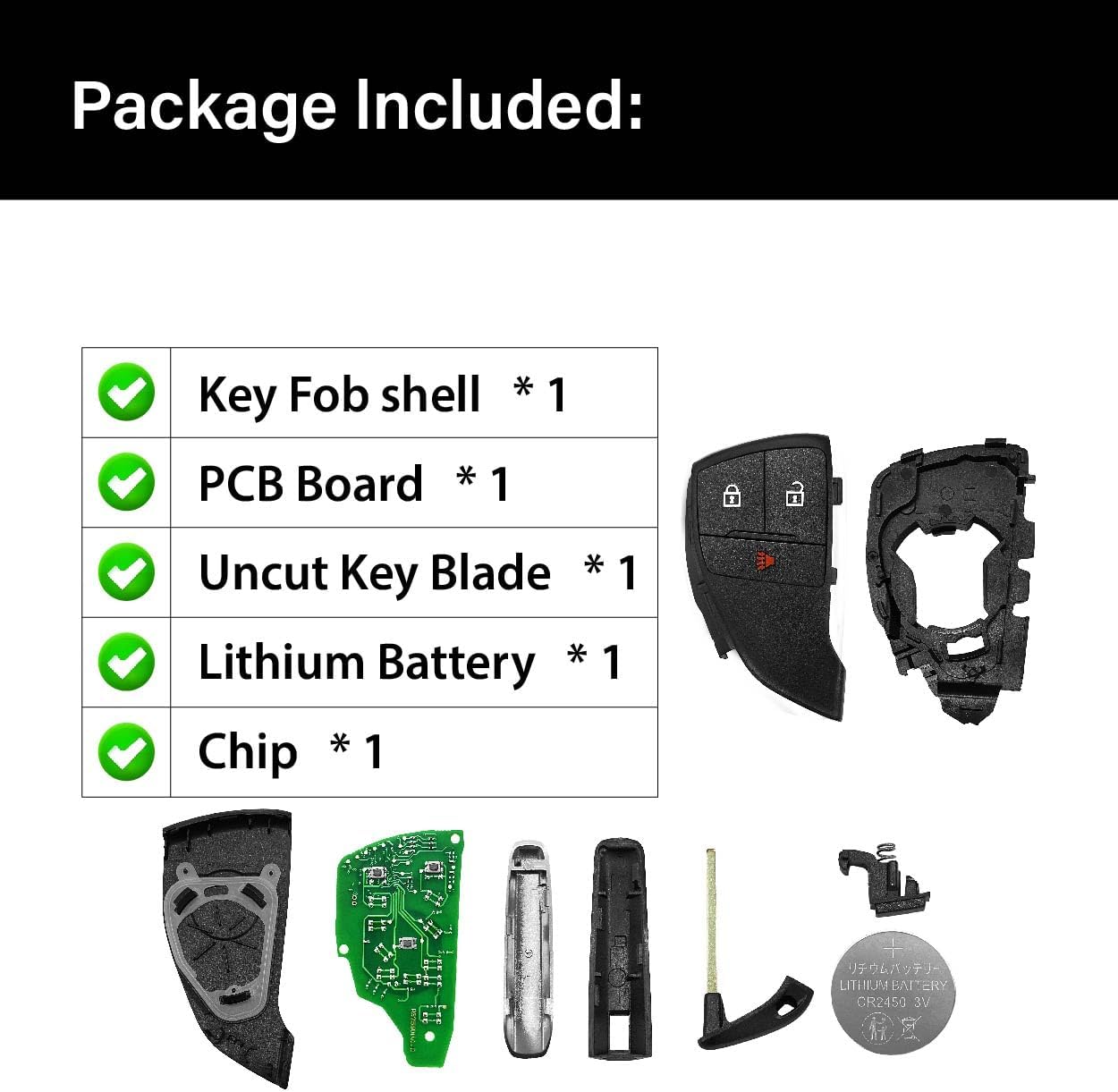 Replacement for 2021 2022 2023 2024 2025 Chevrolet Silverado 1500 Key Fob Remote Control YG0G21TB2 3 Buttons 433MHz