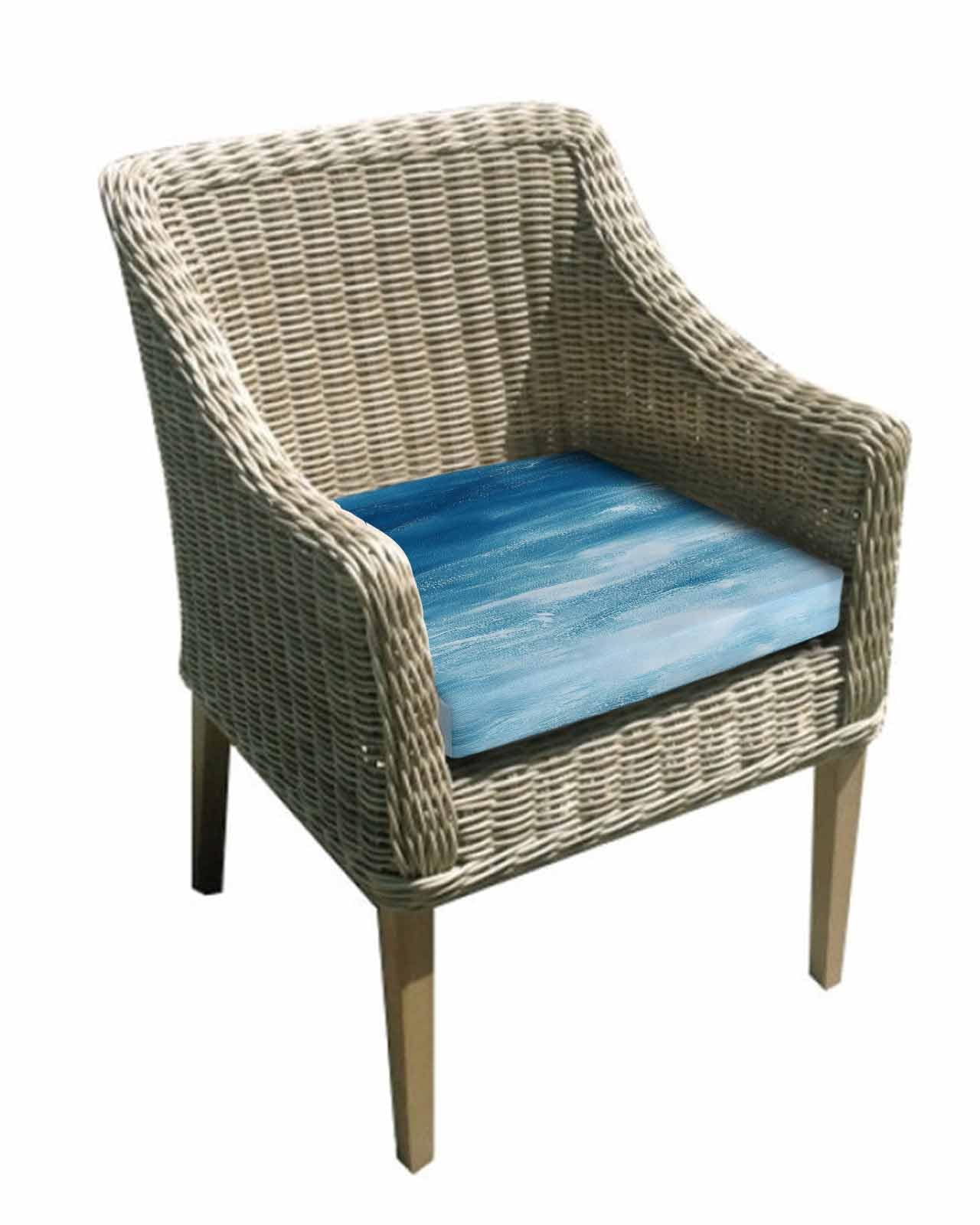 2 Pack Blue Coastal Wave Waterproof Cushion Covers with Ties, Outdoor Patio Chaise Lounge Chair Seat Cushion Slip Covers Replacement(Only Cover) Modern Abstract Summer Ocean 22