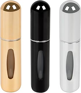 Portable Mini Refillable Perfume Atomizer Bottle，Atomizer Perfume Bottle,Refillable Perfume Spray, Scent Pump Case, Perfume Atomizer Refillable Travel (3pcs 5ml/0.2oz Goldsilverblack)