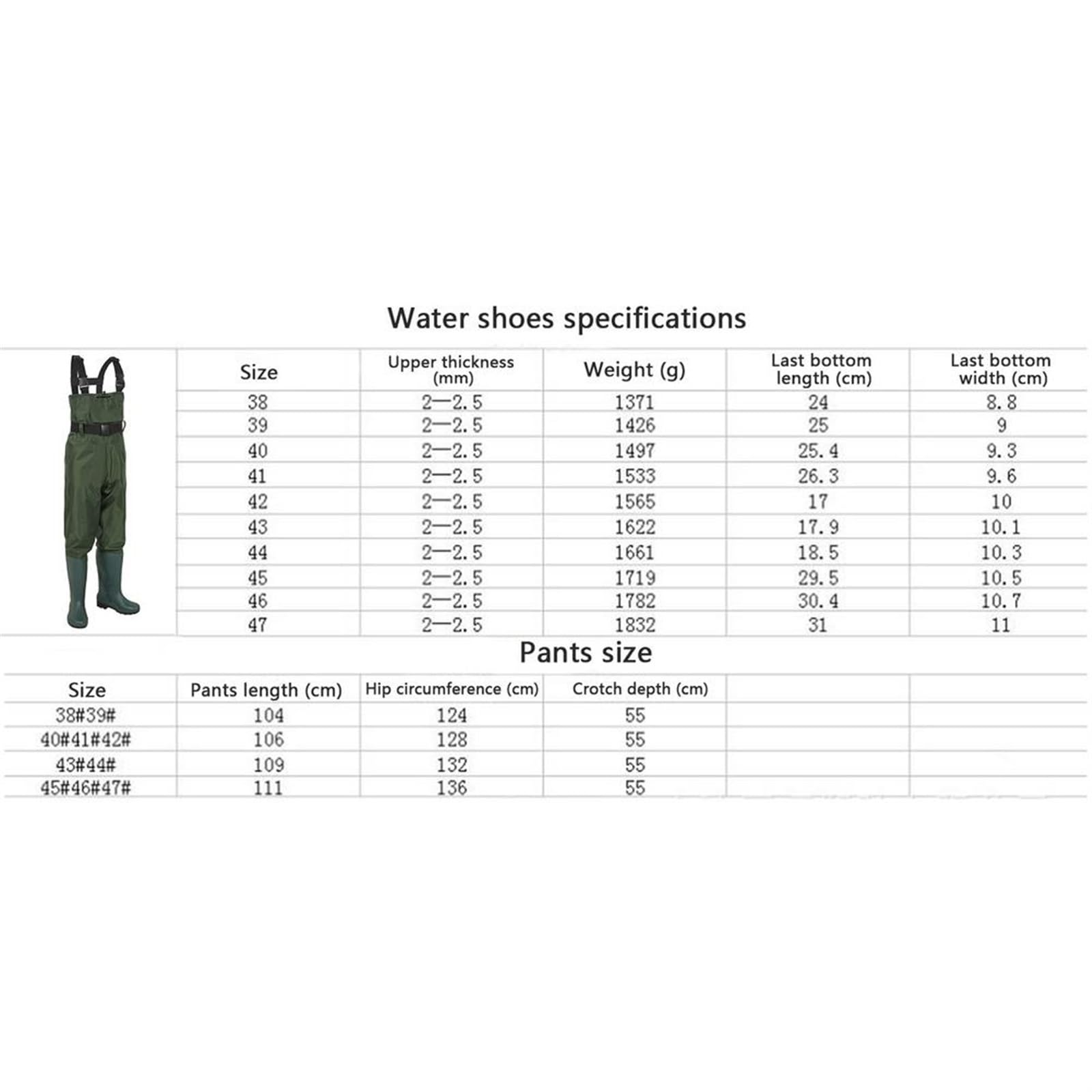 Botas de Pesca hasta el Pecho for Exteriores, Medias Transpirables, Monos Ligeros, Pantalones de Caza Impermeables con Botas para Vadeo, Pesca(46)