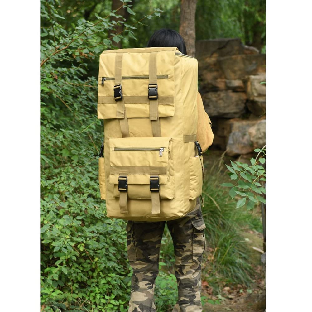 120L Große Kapazität Taktische Rucksack Outdoor wasserdichte Klettertasche Armee Fan Wanderrucksack Reiserucksack Trekkingrucksack für Reisen Radfahren Klettern Khaki