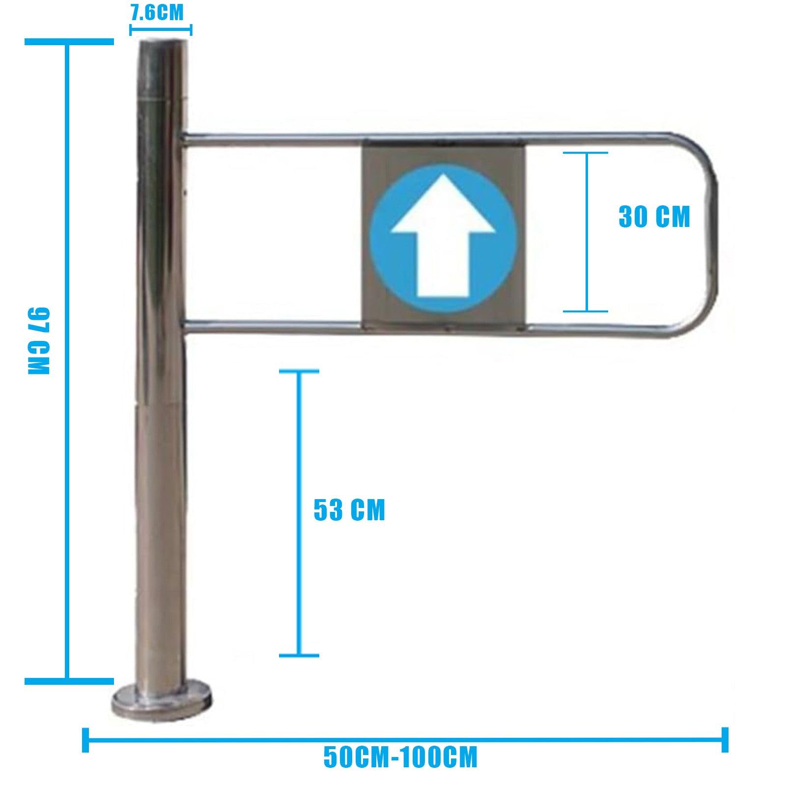 Portillon de sécurité pivotant, portillon de sécurité pivotant unidirectionnel réglable pour entrée de supermarché et d'entrepôt, Porte piétonne métallique à Ressort avec Frein de pivotement