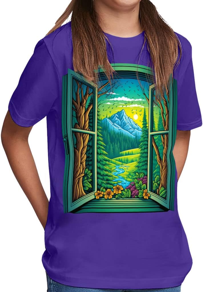 Nature Print Kids' Classic Fit T-Shirt - Mountain T-Shirt - Colorful Classic Fit Tee