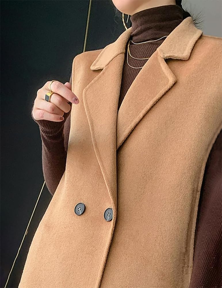IDEALSANXUN Womens Long Wool Vest Fall Winter Sleeveless Blazer Jackets Wool Coat - Image 4