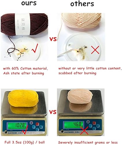 Miniatura 5 de Hilo de punto y ganchillo mezclado de acrílico y algodón, hilo mediano suave, transpirable y agradable a la piel para prendas de bebé, bufandas,