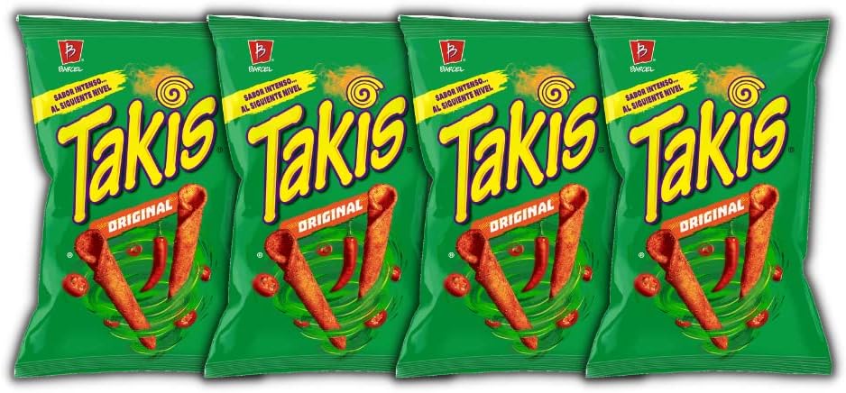 Barcel Takis Original Flavored Chips (Imported From Mexico) - Box of 4 Bags (Net. 70g each) - Mexico Original Takis