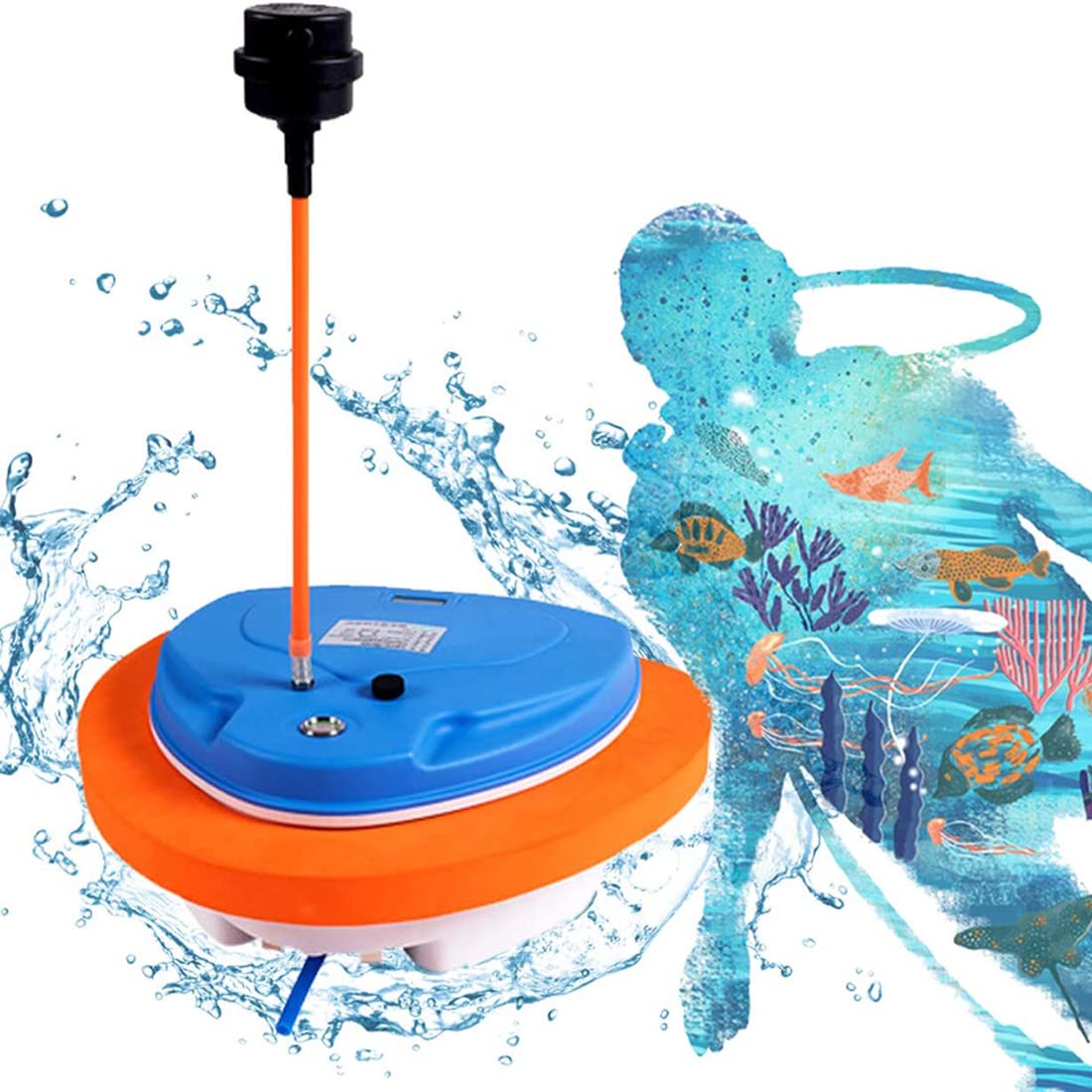 Upgraded 5H Scuba Diving Ventilator Tankless Diving System,Portable Rechargeable Scuba Diving Tank, Waterproof Air Compressor, with 39ft Hose Waterproof Air Compressor for Underwater Sports 2.7hours