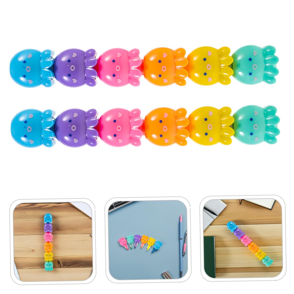 Uonlytech 2 Set Evidenziatori Fluorescenti Polpo Impilabili Penne Colorate Mini per Studenti e Progetti Creativi Scrittura Materiale Cancelleria per Pittura DIY
