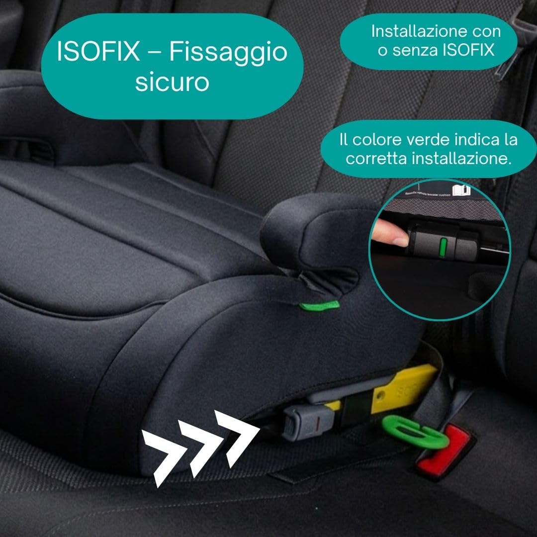 Urban Kanga Wombat Plus Rialzo Auto ISOFIX 125-150 cm i-Size R129 | Con portabicchieri, guida cintura e seduta imbottita