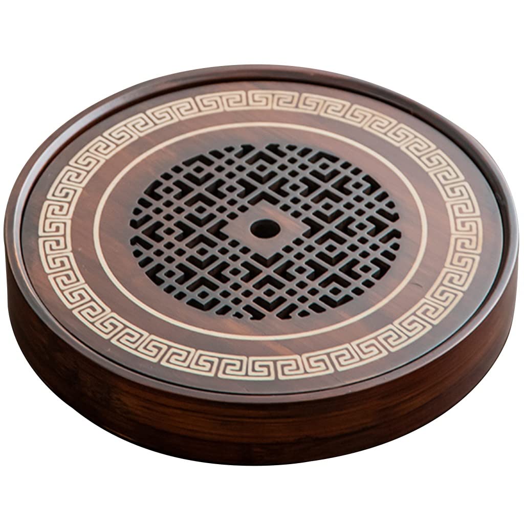 GTHTUHFD Kung Fu Tea Tray, Kung Fu Small Tea Tray Chinese Style Water Storage Solid Wood Reservoir Mini,Brown-30 * 30 * 5cm