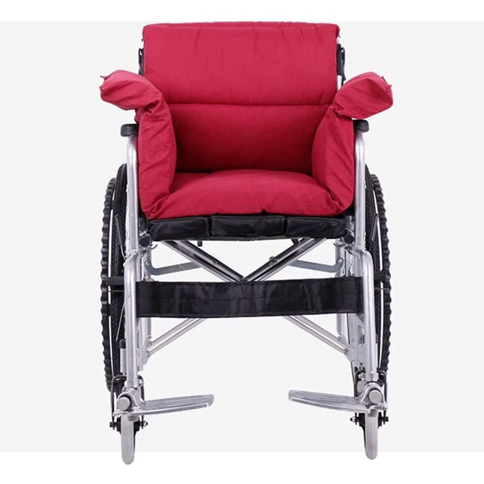 Cojín Integrado para Silla de Ruedas con Respaldo, Medical Cojin Antiescaras Lavable para Silla de Ruedas de poliéster/algodón para Personas Mayores, Rojo
