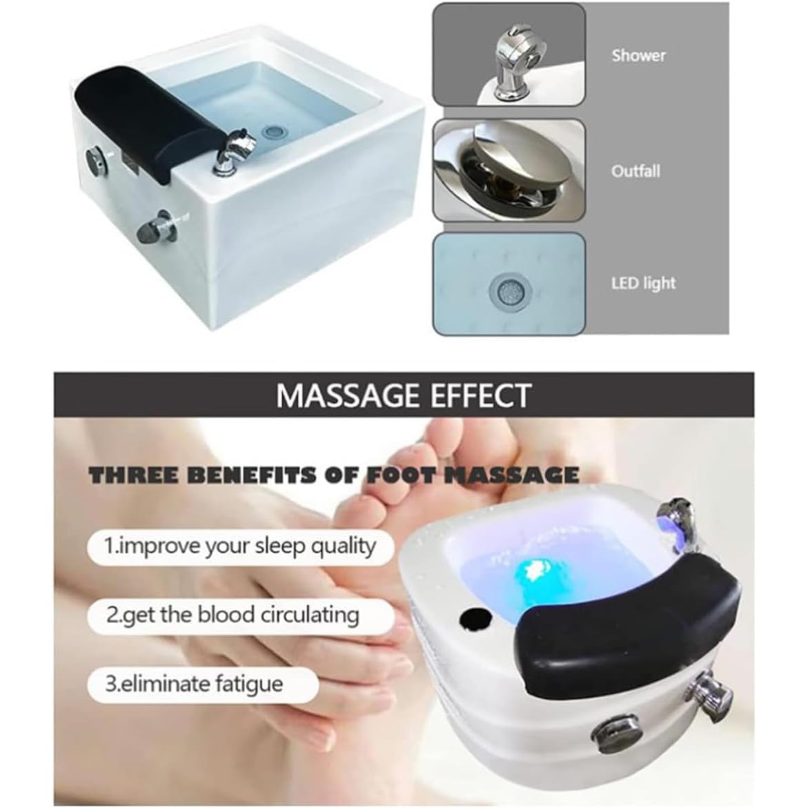 Przenośna wanna spa dla stóp, narzędzie do masażu pedicure z kolorowymi diodami LED, relaksujące doznania w salonie stóp, idealne do użytku domowego, imprez spa i samoopieki