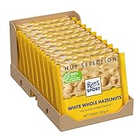 RITTER SPORT Bianco Nocciole Intere, Tavoletta di Cioccolato Bianco Con Nocciole Intere e Riso Soffiato