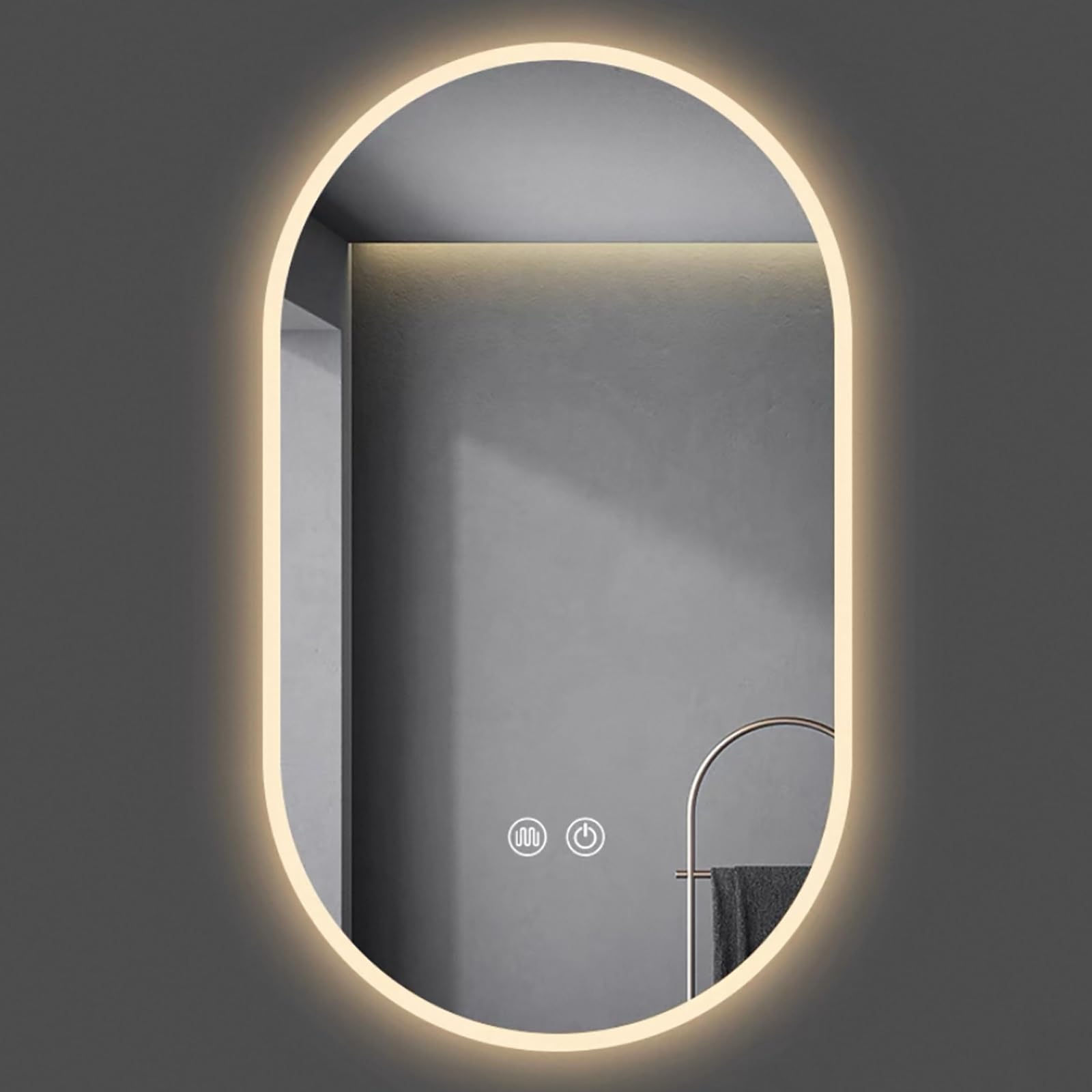 Atwnjkp Oval LED Backlit Anti-fog Bathroom Mirror | Dimmable 3000K-6000K Colour Temp, Wall Mounted 40x80cm(15.7x31.5in) Wall Mirror for Vanity, Makeup, Hallway & Living Room Mirror – Style C