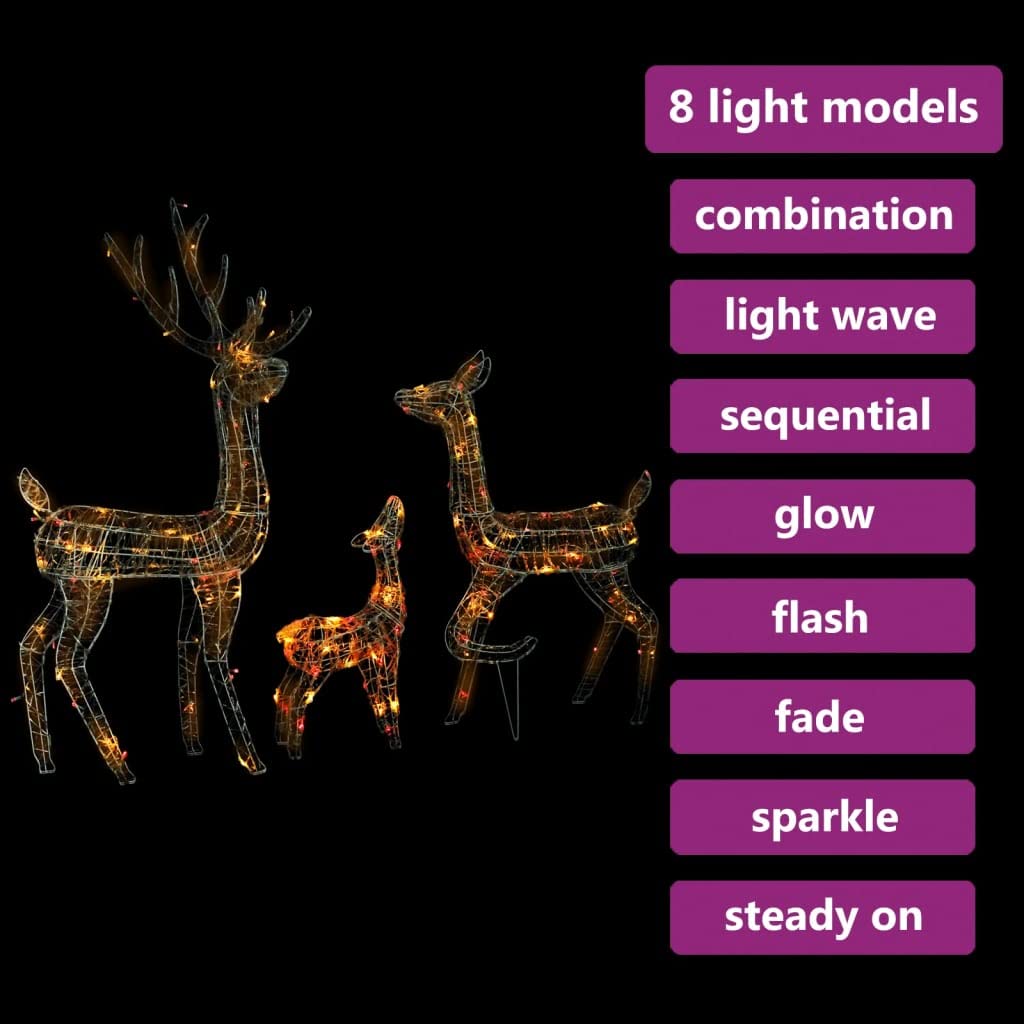 lichterketten mit batterien,mini led,mini led lichterkette,LED-Rentier-Familie Weihnachtsdeko Acryl 300 LED BuntGeeignet für Patio, Schlafzimmer, Wohnzimmer, Weihnachten