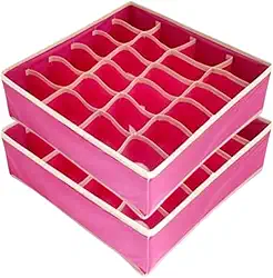 Kit 2 Organizadores de Gaveta Colmeia com 24 Divisórias – Ideal para Roupas Íntimas, Calcinhas, Cuecas, Meias e Biquínis – Prático e Compacto para Organização Premium GiulioEcom (Rosa)