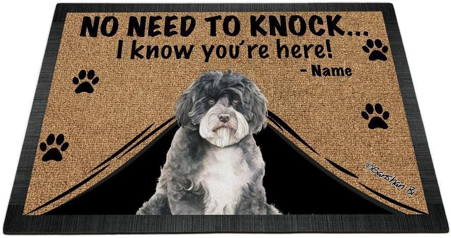 Personalized Door Mat with Watercolor Dog Scottish Terrier Welcome Floor Mat No Need to Knock I Know You're Here Gift for Dog Lover 23.6" X 15.7"