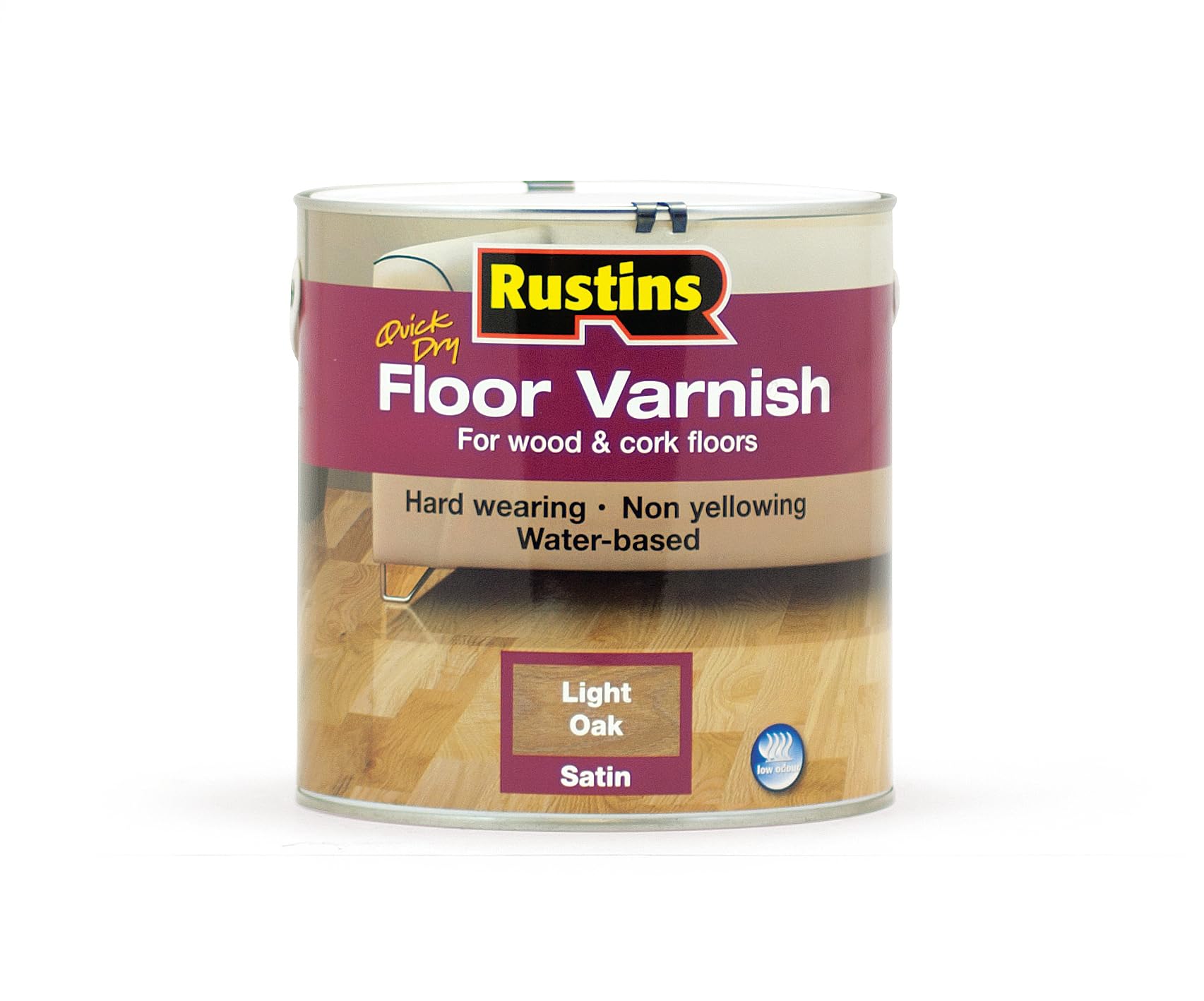 Rustins Aflo2500 Quick Dry Coloured Floor Varnish Oak 2.5 Litre Light