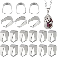 PandaHall 50pcs مشبك كفالة 304 الفولاذ المقاوم للصدأ قلادة سحر موصل دانغ سحر الخرزة قلادة النتائج موصل سحر حامل لقلادة القرط صناعة المجوهرات ، 10x7x5mm