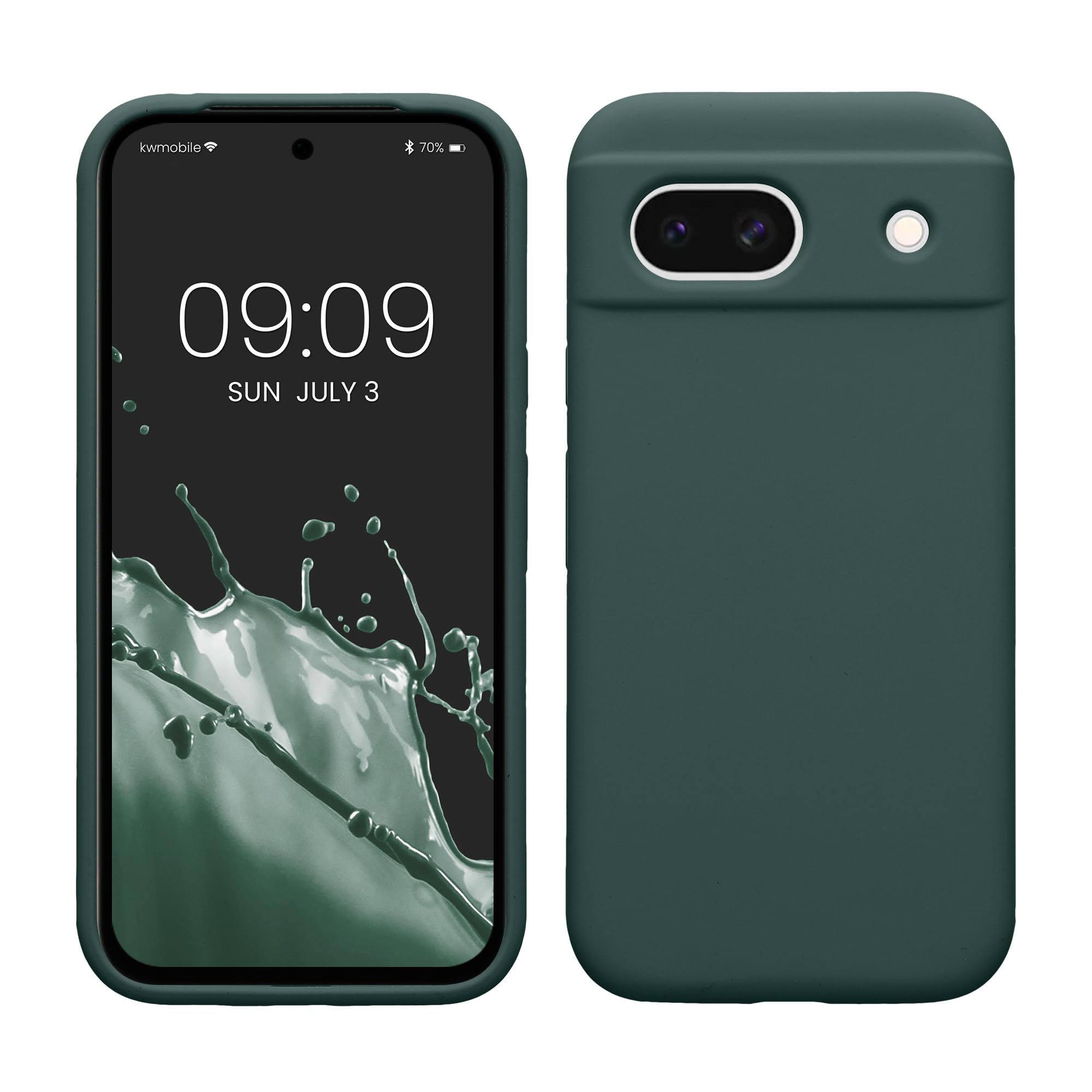 kwmobile Case Compatible with Google Pixel 8a Case - TPU Silicone Phone Cover with Soft Finish - Blue Green