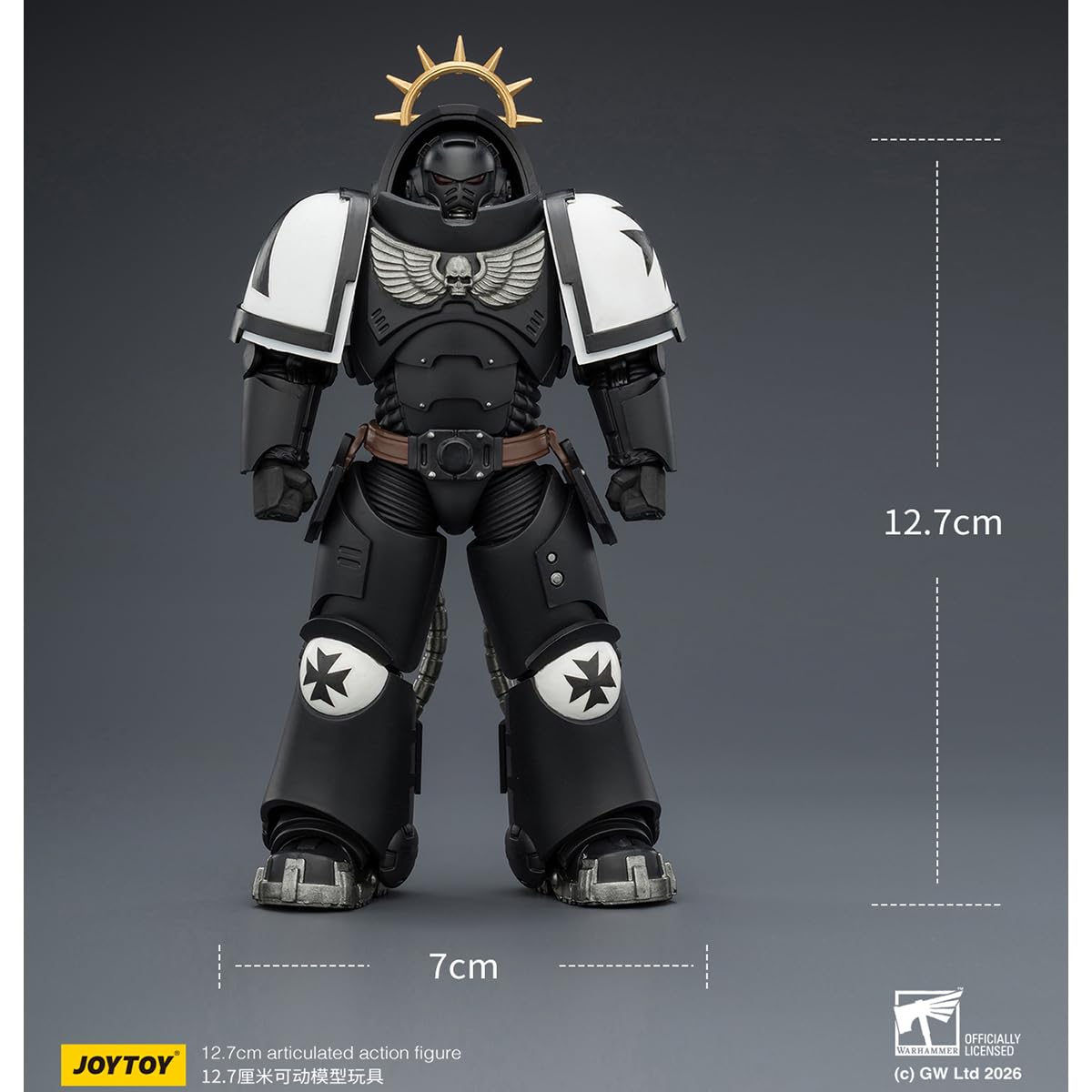 HIPLAY JOYTOY Warhammer 40,000: Space Marine 2 Black Templars Heavy Intercessor z ciężkimbinem bolt i pistoletem bolt (JT03721 Edycja Gry) Figurka akcji 1/18