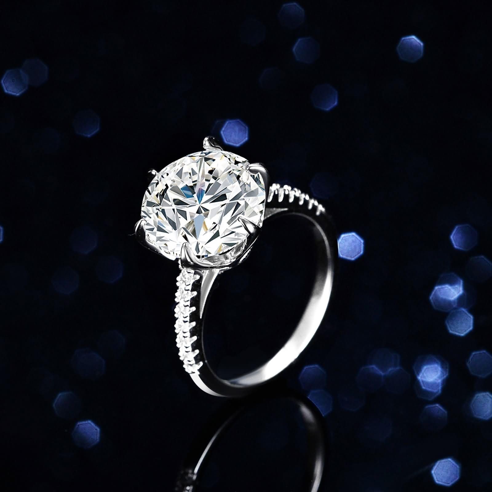 Moissanite pierścionek zaręczynowy z białego złota, pierścionek zaręczynowy z moissanite 5 ct dla kobiet