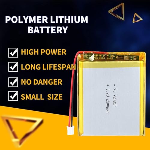 Miniatura 5 de YDL Batería recargable de iones de polímero de litio de 3.7V 2500mAh 724957 Lipo con conector PH2.0.000 in JST