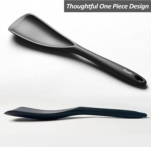Miniatura 3 de Cuchara de espátula de silicona, ideal tanto para cocinar como para servir, silicona negra mate duradera sin BPA, diseño sin costuras, segura