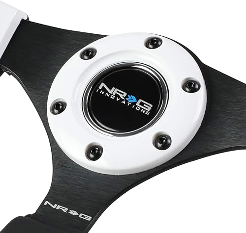 Miniatura 5 de NRG Innovations NRG-RST-001SL - Volante deportivo reforzado de 12.598 in con ribete moldeado de cuero negroplateado