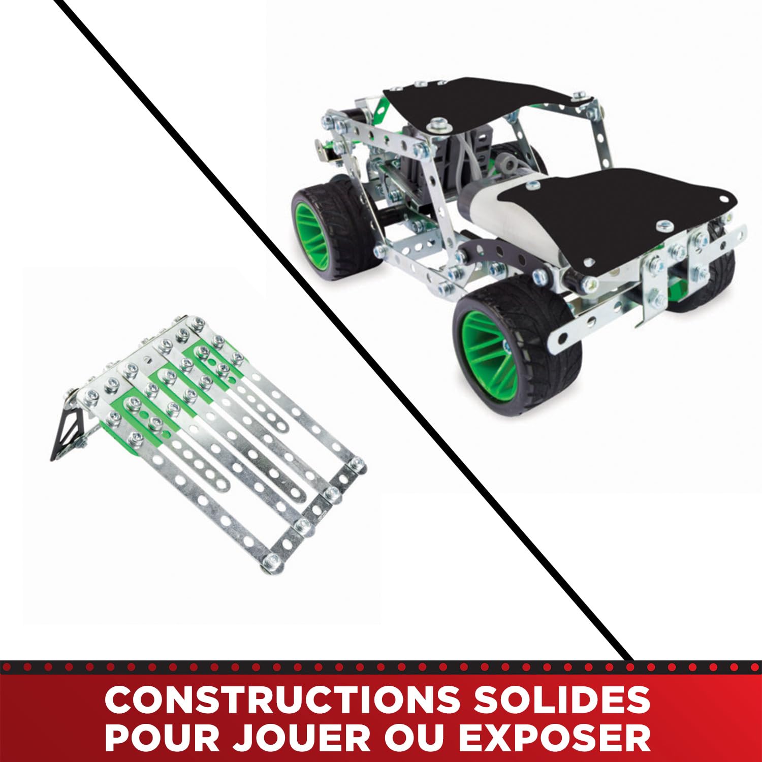 BANDAI - Meccano Mountain Rally 25 en 1 - Coffret de Construction 25 Modèles - 390 pièces, Moteur, Outils, Notice - Kit Activité Assemblage Voiture de Rallye - Jouet Enfant 10 Ans et + - APM11111