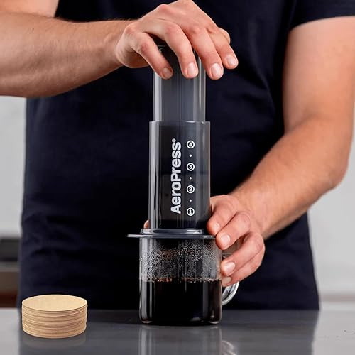 Miniatura 6 de AeroPress Microfiltros de papel natural, filtros de café AeroPress, filtros de papel redondos sin blanquear para cafeteras, accesorios de café