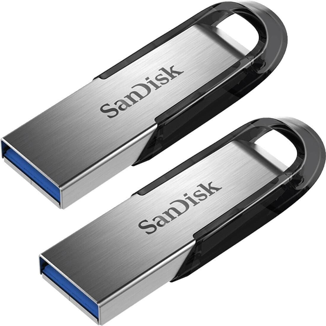 SanDisk Ultra Flair USB 3.0 Flash-Laufwerk 64 GB (Robustes und Elegantes Metallgehäuse, Passwortschutz, 150 MB/s Lesen) Schwarz (Packung mit 2)