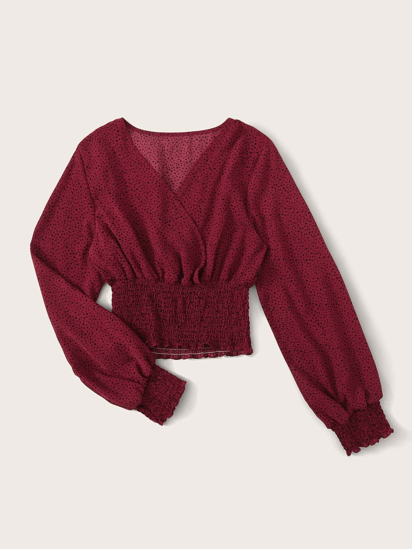 Robe polka pour femmes bordeaux en taille L chic et intemporelle