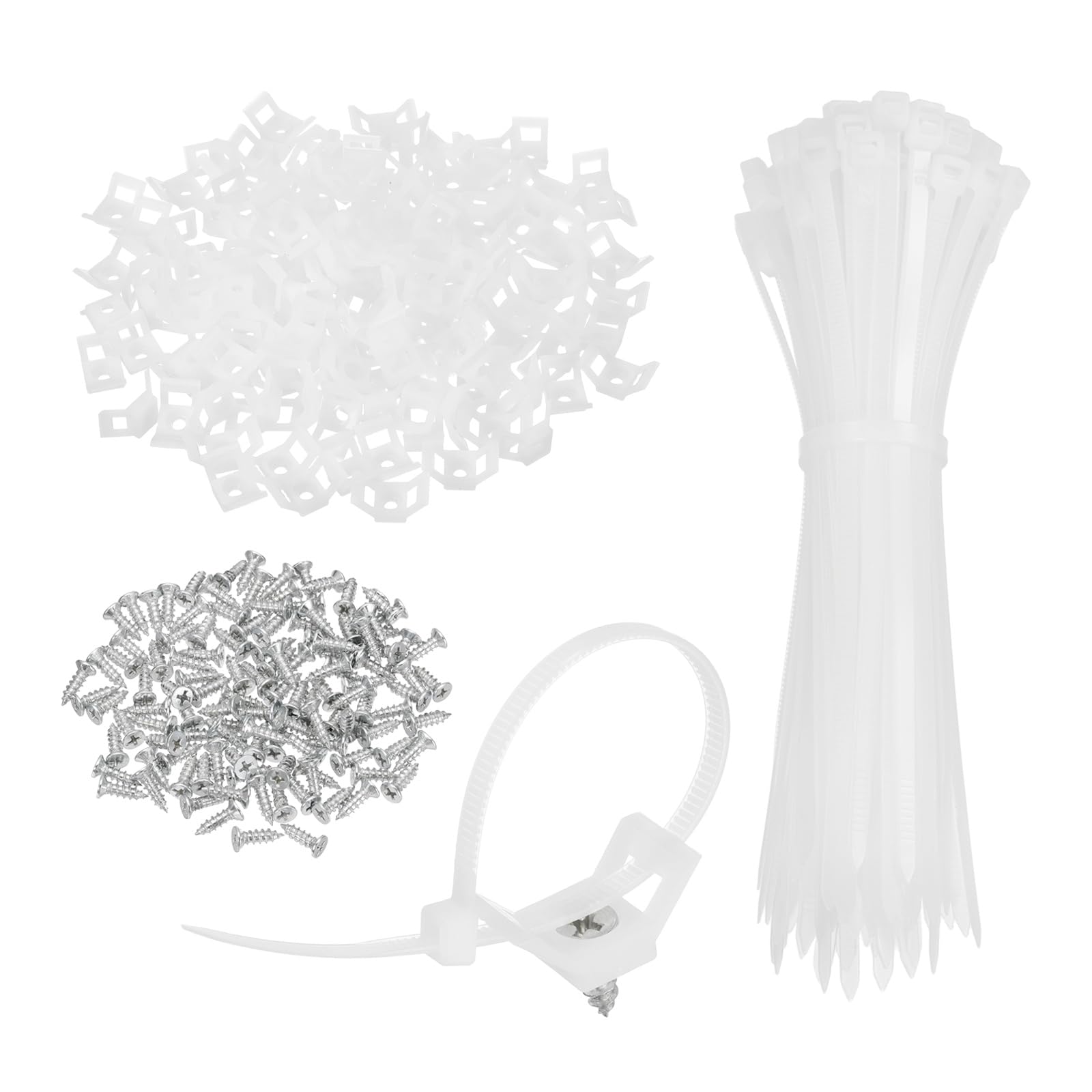 Soportes tipo sillín de 2,8 cm blancos con bridas de cremallera y tornillos M5 juego de 60