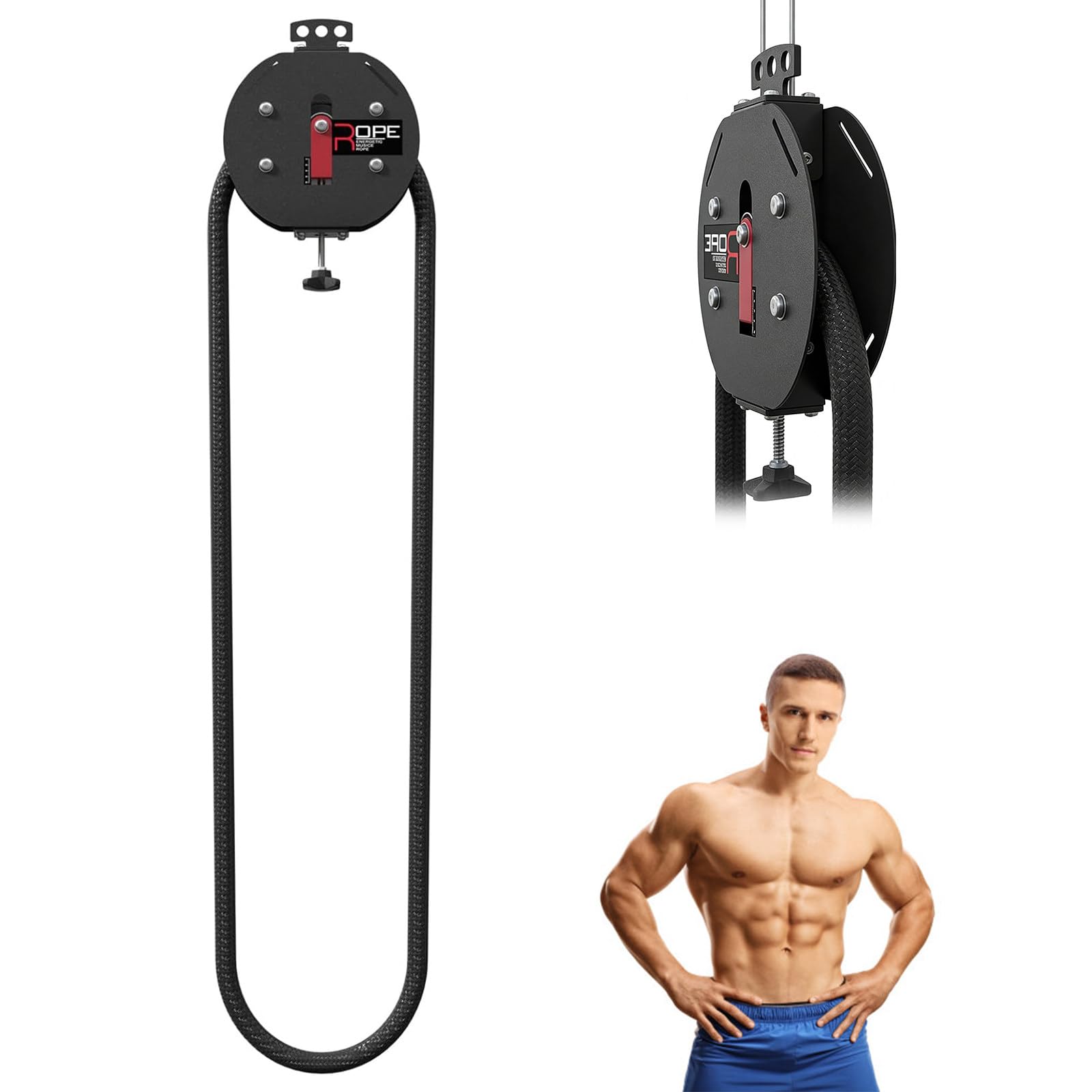 Máquina de Polea de Cable Entrenador de Cuerda Sin Fin, Equipo de Ejercicio con Cuerda Portátil con Resistencia Ajustable Máx. 66LB, Equipo de Gimnasio en Casa para Coordinación Corporal
