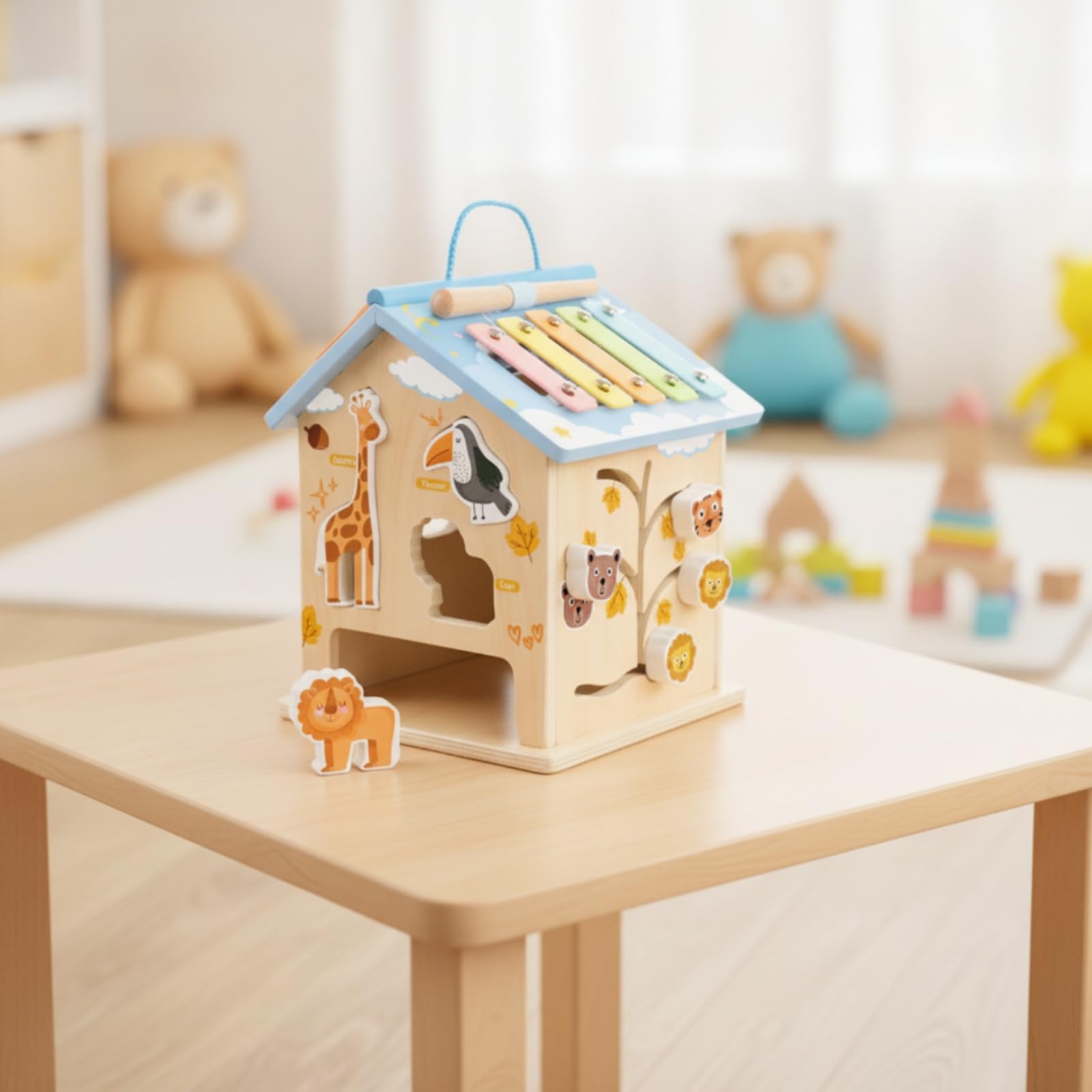 Aktivitätshaus Pädagogisch Steckspielhaus Tragbar Pädagogisch-spielzeug für Babys, Kindergarten