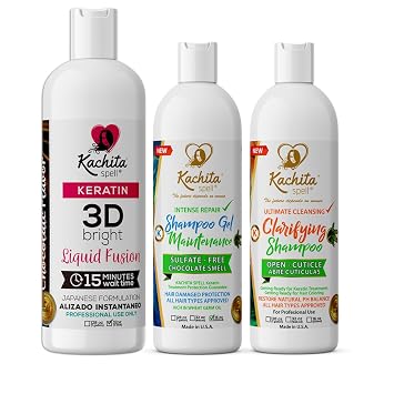 Kachita Spell Brazilian Keratin Hair Straighteners IMPROVED FORMULA Repairs Full KIT 3D Hight Bright Treatment