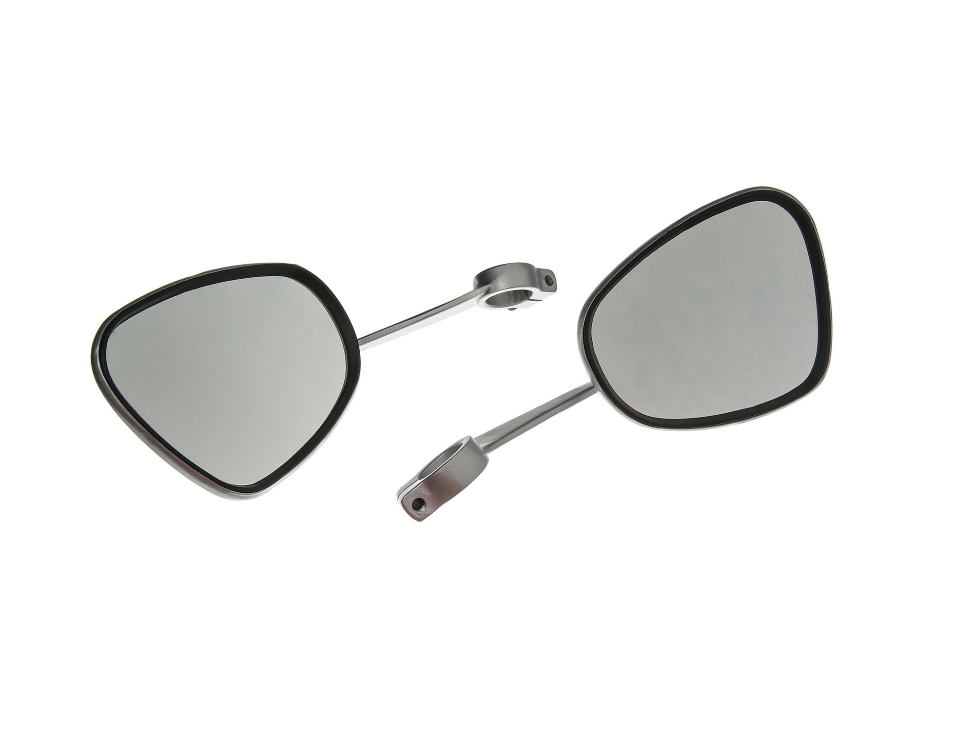 Set: 2 Mirrors, Kidney Shape, Left+Right with Clamp - for Simson KR51/1 Schwalbe, SR4-2 Star, SR4-3 Sperber, SR4-4 Habicht - MZ TS, ES, ETS