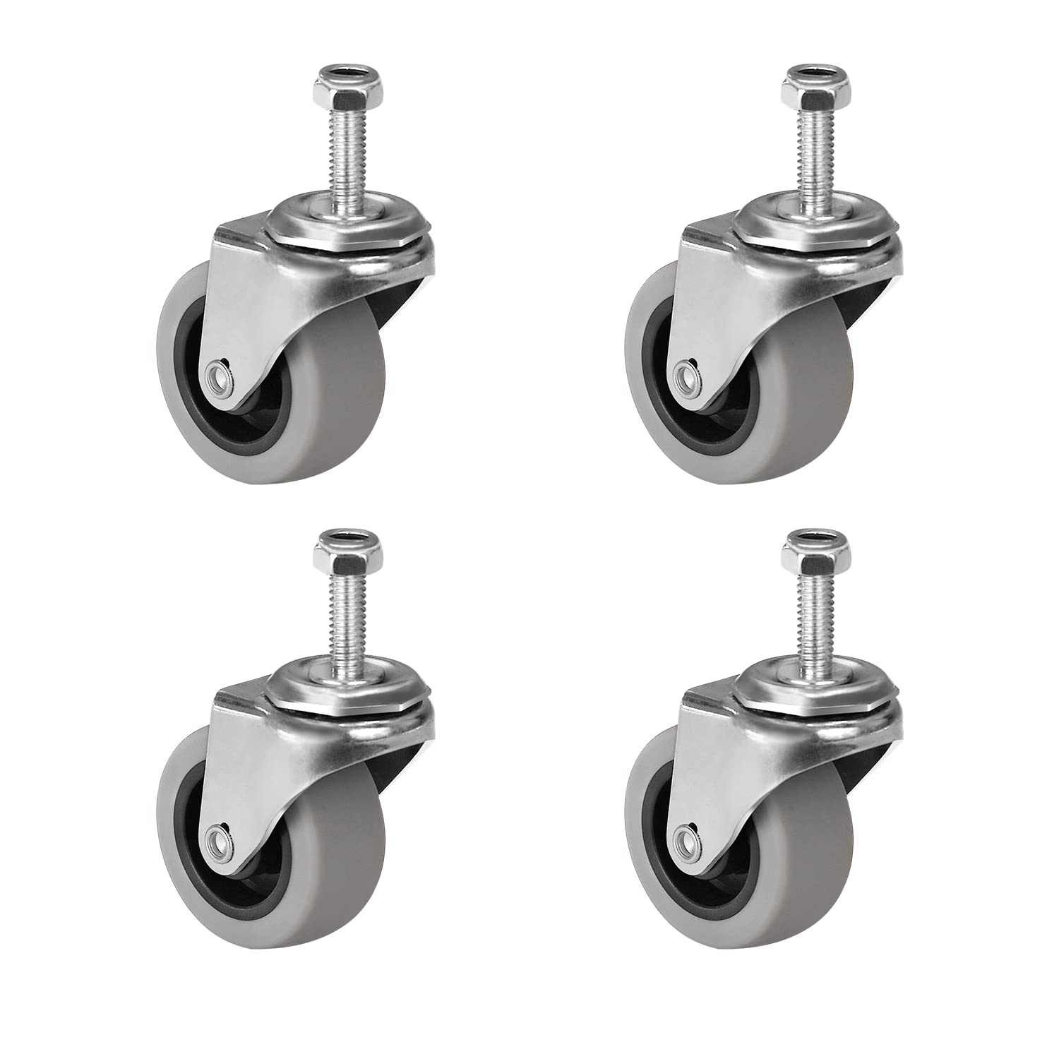 Photo 1 of NINOSO 2" Caster Wheels, Threaded Stem Casters Set of 1 Heavy Duty, 5/16''-18 x 1 (Screw Diameter 5/16", Stem Length 1"), Rubber Swivel Casters for Cart Furniture ONLY ONE