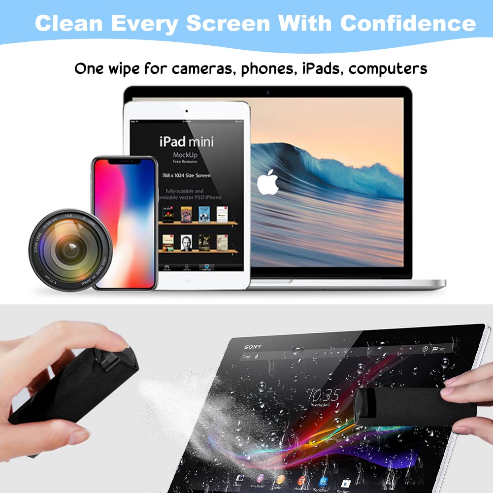 REFORUNG 2 Pz Spray 2 in 1 Ricaricabile per Gli Schermi di Telefoni 2in1 Bottiglia Spray Pulisci Schermo e Panno per Tutti i Telefoni, Tablet, Laptop,Schermo per Auto, Superficie in Vetro