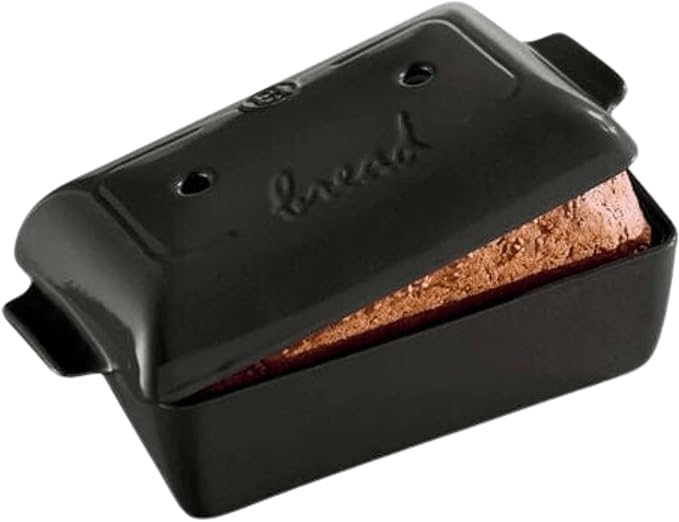 Emile Henry Charcoal Bread Loaf Baker, 11.02 x 5.12 x