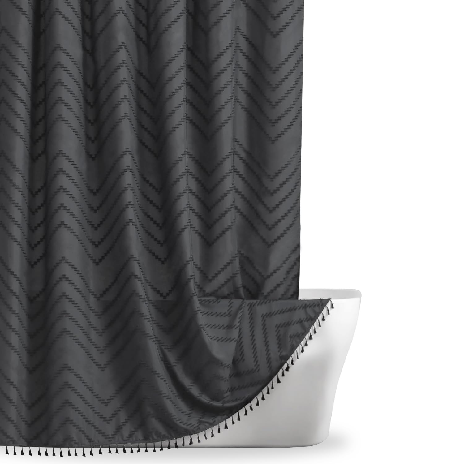 INHOUSOLU HOME DECOR Tufted Shower Curtain 72"W x 72"H Grey