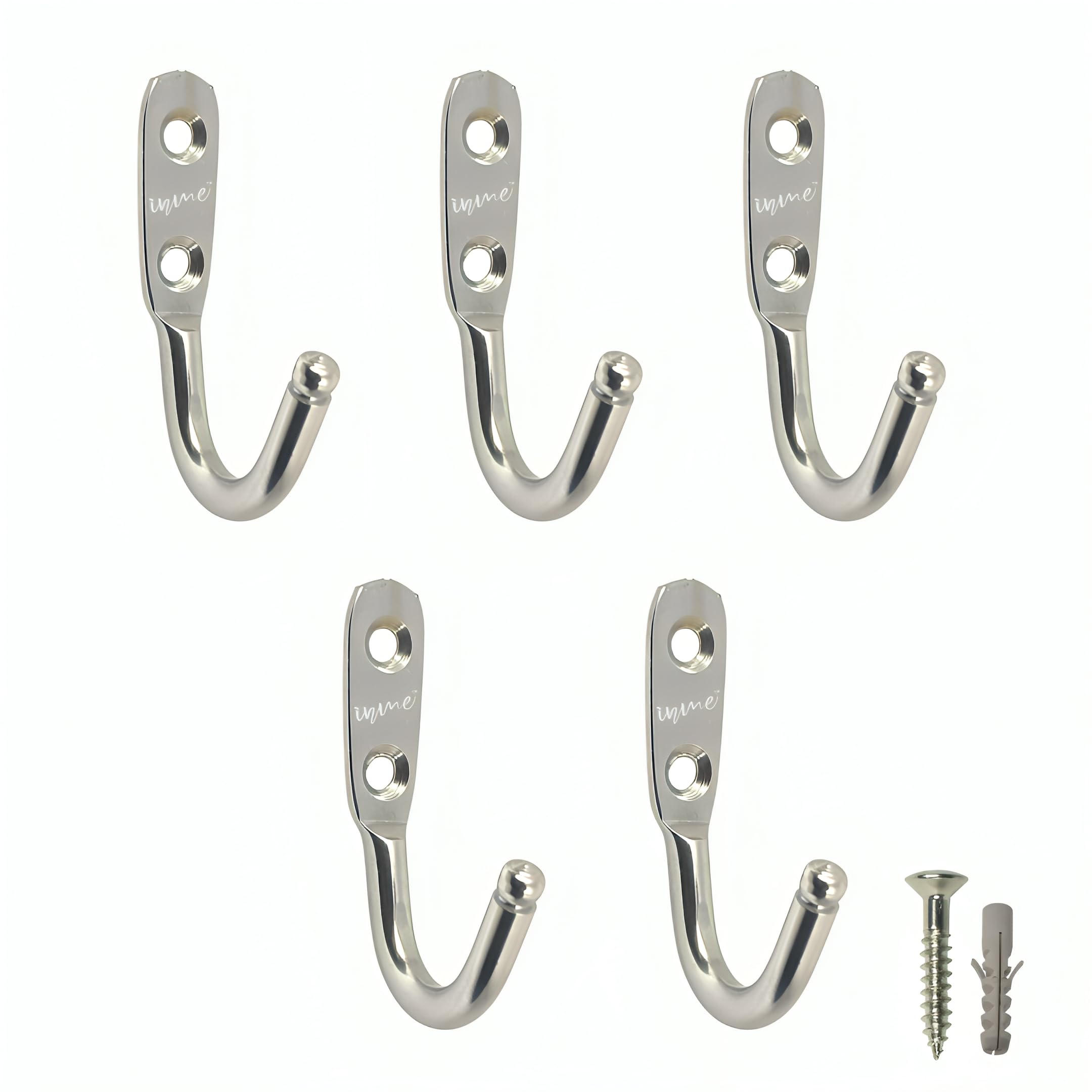 inme Stainless Steel J Hooks Unbreakable with Chrome Plated Finish for Bathroom/Door Wall Hook, Clothes and Keys Hanging, Kitchen Utensil Hanger/Holder (Single J Hook, Pack of 5)-image-42