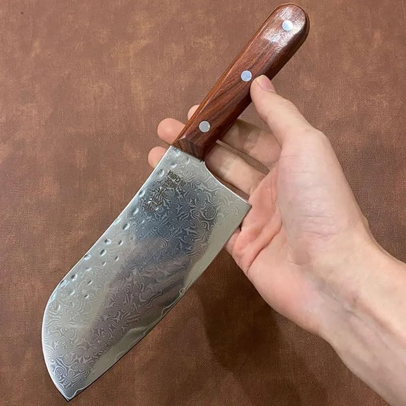 Meat Cleaver,Cleaver Knife Chefs Cleaver Knife 67 Layers Damascus Steel 18cm Blade Sharp Slicing Nakiri Longquan Professional Kitchen Knife Wood Handle