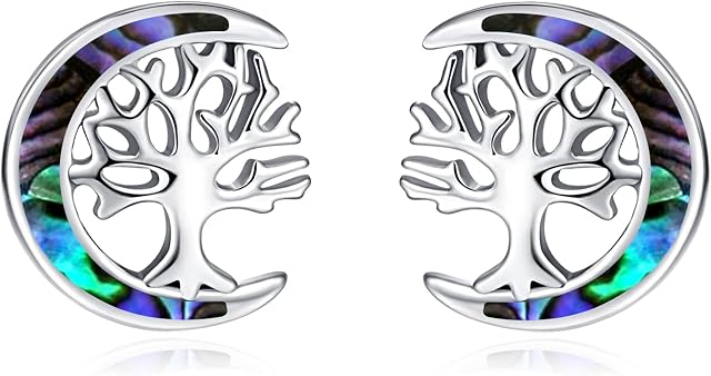 Tree of Life Earrings for Women 925 Sterling Silver Stud Earrings Jewellery Gift for Her Girls Girlfriend Ladies Mother 