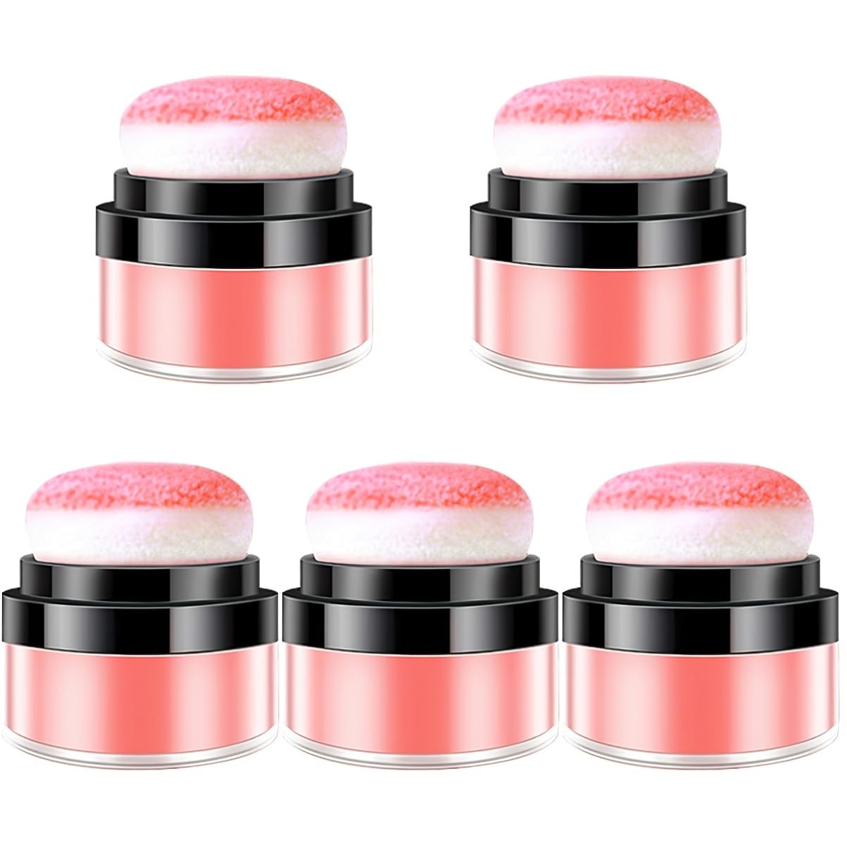 IWOWHERO 5pcs Loose Powder Blush Puff Makeup Soft Natural Blush Powder for Cheeks Cushion Foundation Mineral Makeup Ideal for Parties