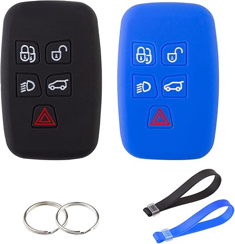 Funda de llavero para Land Rover, Jaguar Protector de llave de silicona con llavero compatible con Range Rover Evoque Sport Velar Discovery Jaguar
