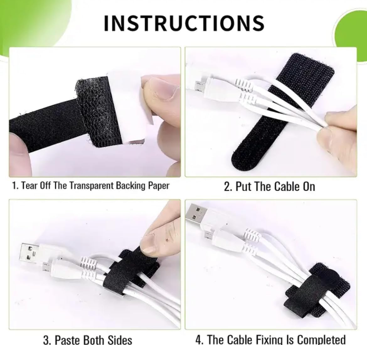 VENJA 10PCS Self Adhesive Hook and Loop Cable Organizer | 3M Adhesive Wire Ties for Home, Office & Desk | Reusable Velcro Cable Management Straps with Strong Hold, Clean Removal Design
