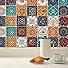 KAIRNE Pegatinas de Pared de Azulejos(24 Piezas),Pegatinas de Baldosas,Azulejos Adhesivos Cocina,Calcomanías de Pared de Cocina,Pegatina de Vinilo Mosaico Retro para Baño Cocina Sala de Estar,15x15cm